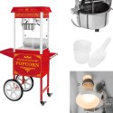 Profesjonalna wydajna maszyna do popcornu mobilna na wózku 230V 1.5kW czerwona