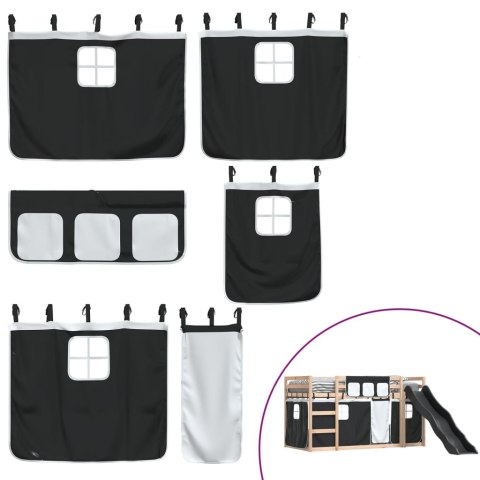 VidaXL Łóżko na antresoli, ze zjeżdżalnią i zasłonkami, 80x200 cm