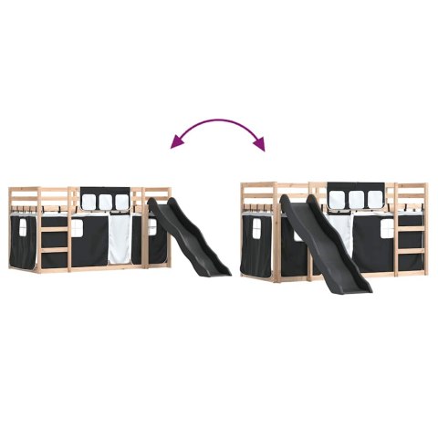 VidaXL Łóżko na antresoli, ze zjeżdżalnią i zasłonkami, 80x200 cm