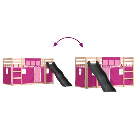 VidaXL Łóżko na antresoli, ze zjeżdżalnią i zasłonkami, 80x200 cm