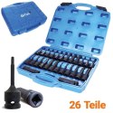 Bituxx 26‑częściowy zestaw nasadek 1/2″ - nasadki, bity Torx i wielozębate, profesjonalny komplet