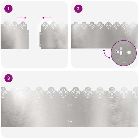 VidaXL Obrzeża trawnikowe 30 pcs Srebrny 103 x 0,05 x 22 cm