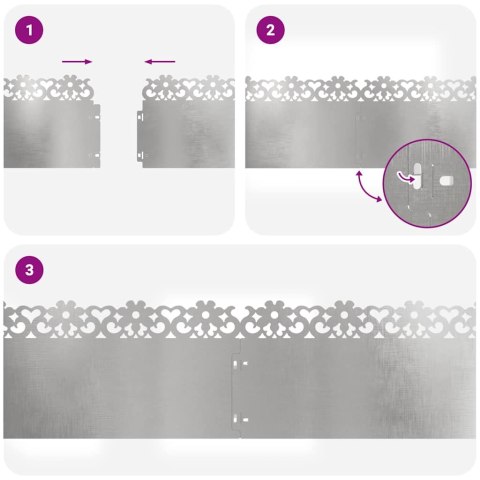 VidaXL Obrzeża trawnikowe 30 pcs Srebrny 103 x 0,05 x 22 cm