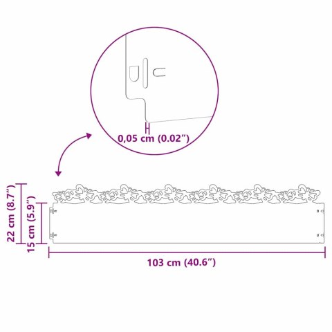 VidaXL Obrzeża trawnikowe 30 pcs Srebrny 103 x 0,05 x 22 cm
