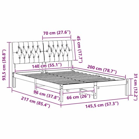 VidaXL Ramka łóżka Jasnoszary 140 x 200 cm Lite drewno sosnowe