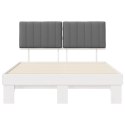 VidaXL Ramka łóżka z tapicerowanym wezgłowiem Jasnoszary 135 x 190 cm