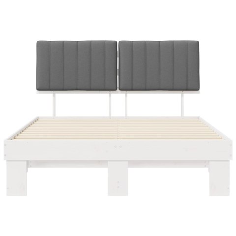 VidaXL Ramka łóżka z tapicerowanym wezgłowiem Jasnoszary 135 x 190 cm