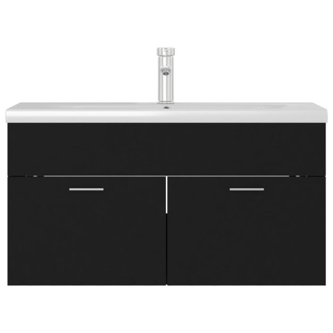 VidaXL Szafka z wbudowaną umywalką, czarna, materiał drewnopochodny