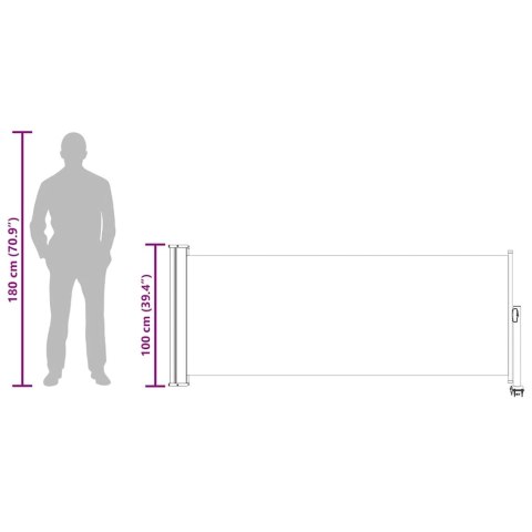 Wysuwana markiza boczna na taras, 100 x 300 cm, czerwona