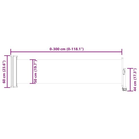 Wysuwana markiza boczna na taras, 60 x 300 cm, brązowa