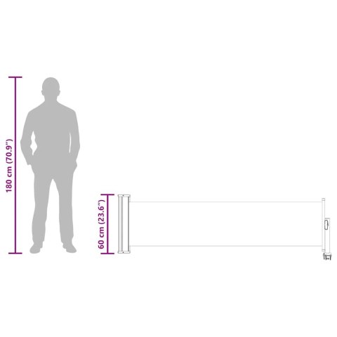 Wysuwana markiza boczna na taras, 60 x 300 cm, brązowa