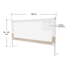 Barierka dziecięca do łóżka 180 cm beżowa z kieszenią Oxford