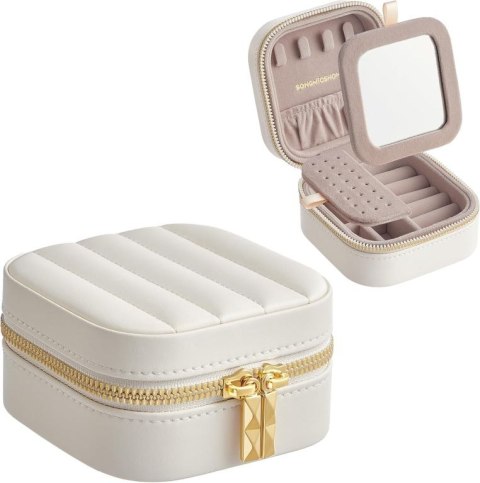 Biała szkatułka na biżuterię z lusterkiem