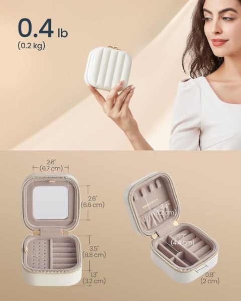 Biała szkatułka na biżuterię z lusterkiem