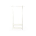 Biały stojak na ubrania z półkami, metalowy, 87,5x41x155 cm