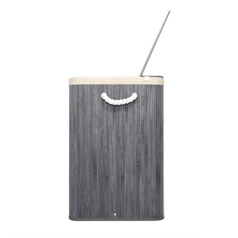 Kosz na pranie bambusowy 150l, 3 komory, szary, z pokrywą