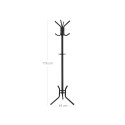 Stojak na ubrania z 12 haczykami, czarny, stalowy, 178 cm
