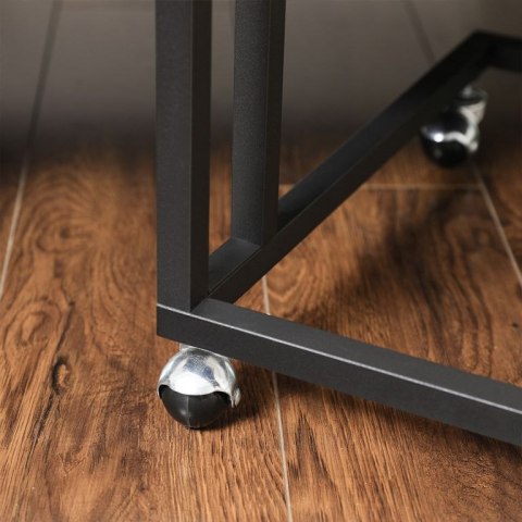 Stolik boczny loftowy z kółkami, drewno i stal, 50x35x59,5cm