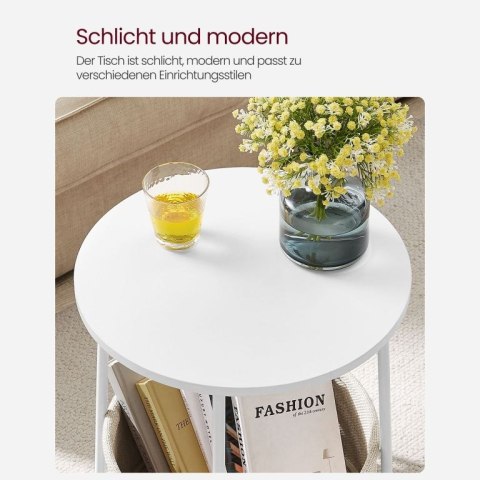 Stolik z koszem na przechowywanie, biały, 45x45x51cm