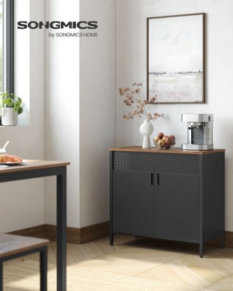 Szafka dwudrzwiowa industrialna stal i drewno 80x40x76 cm