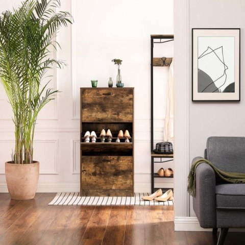 Szafka na buty 3-drzwiowa rustykalna brązowa 60x24x120 cm