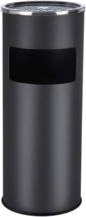 Czarny kosz na śmieci z popielniczką 30L stal nierdzewna