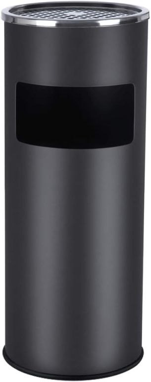 Czarny kosz na śmieci z popielniczką 30L stal nierdzewna