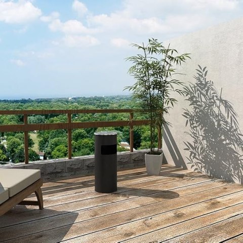 Czarny kosz na śmieci z popielniczką 30L stal nierdzewna