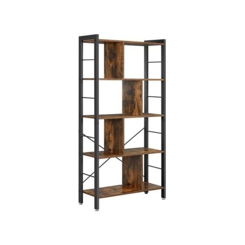 Regał na książki 4-poziomowy, industrialny, drewno i stal
