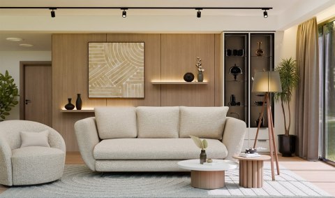 SOFA SARIS BEŻOWY NOGA CZARNA