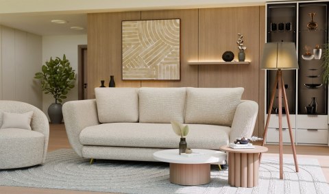 SOFA SARIS BEŻOWY NOGA ZŁOTA