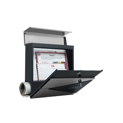 Skrzynka pocztowa stalowa z uchwytem na gazety antracyt