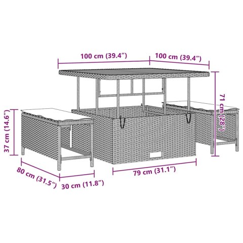 VidaXL Zestaw Sof na Ogród z poduszką 13 pcs Czarny Polirattan