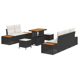 Zestaw Sof na Ogród z poduszką 8 pcs Czarny i kremowy