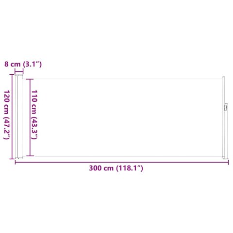 Zwijana markiza boczna, 120 x 300 cm, niebieska