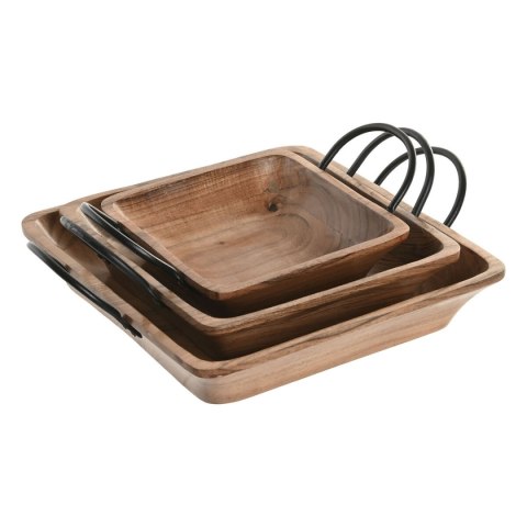 Dekoracja na Stół Home ESPRIT Brązowy Czarny Żelazo Drewno mango 38 X 36 X 9 CM (3 Części)