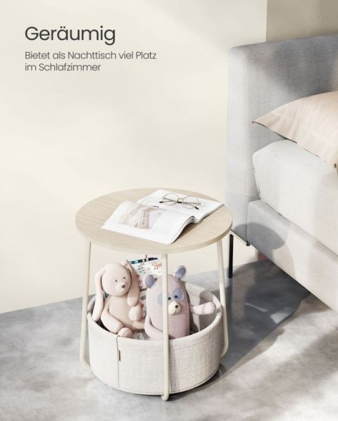 Mały stolik z koszem kremowy 45x50 cm