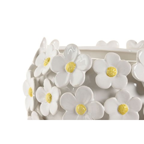 Wazon Home ESPRIT Żółty Biały Ceramika Shabby Chic 21 x 21 x 18 cm