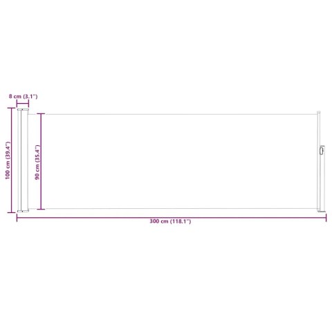 Wysuwana markiza boczna na taras, 100 x 300 cm, czerwona