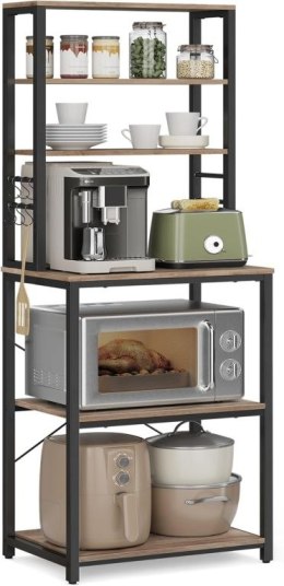Regał kuchenny 6 półek, stal i drewno, 60x40x167cm