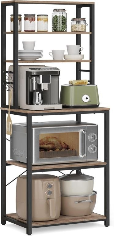 Regał kuchenny 6 półek, stal i drewno, 60x40x167cm