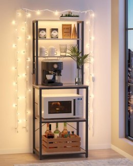 Regał kuchenny 6 półek, stal i drewno, 60x40x167cm