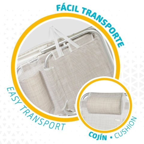 Składane krzesło z zagłówkiem Aktive Ibiza Beżowy 48 x 84 x 46 cm (2 Sztuk)