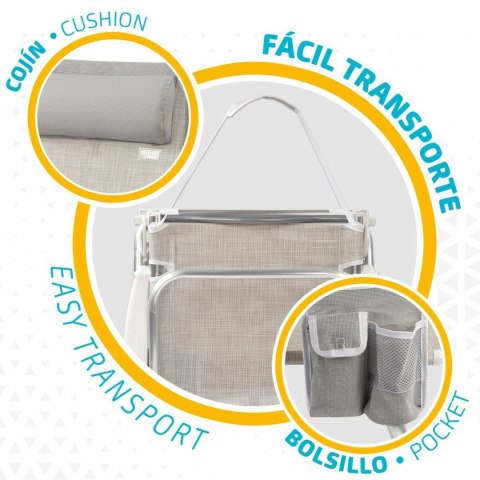 Składane krzesło z zagłówkiem Aktive Ibiza Beżowy 51 x 76 x 45 cm (2 Sztuk)