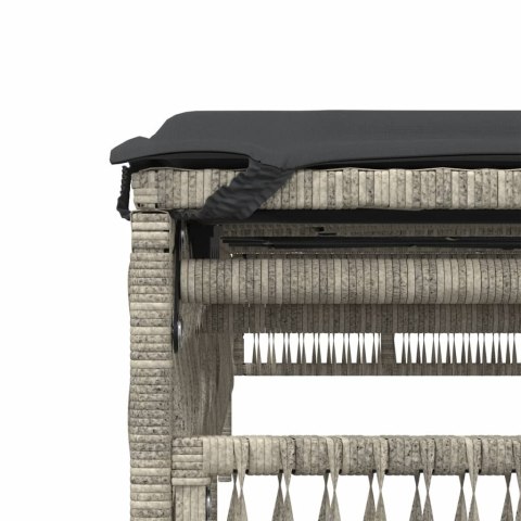 VidaXL Leżaki ze stolikiem, 2 szt., jasnoszare, polirattan