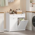 Biała szafka łazienkowa z koszami na pranie i szufladami MDF