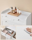 Biała szafka łazienkowa z koszami na pranie i szufladami MDF