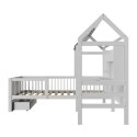 Białe łóżko dziecięce domek Yari z biurkiem i szufladami