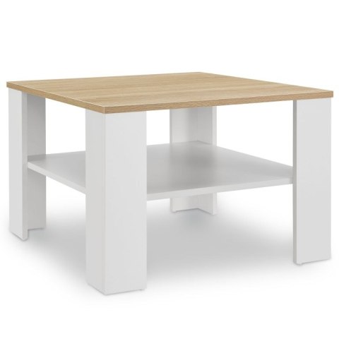 Biały stolik kawowy z półką, 60x60x45 cm, nowoczesny design