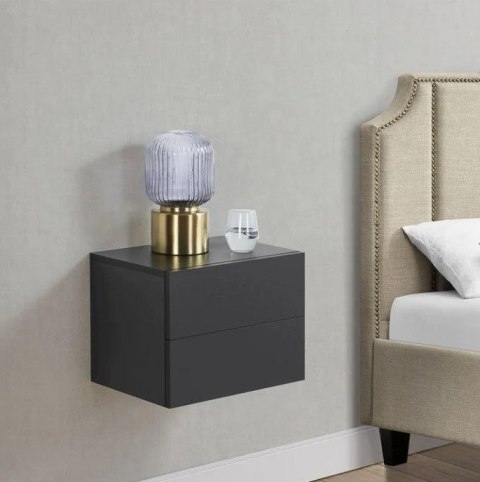 Czarna szafka nocna wisząca 40x29x30 cm, 2 szuflady